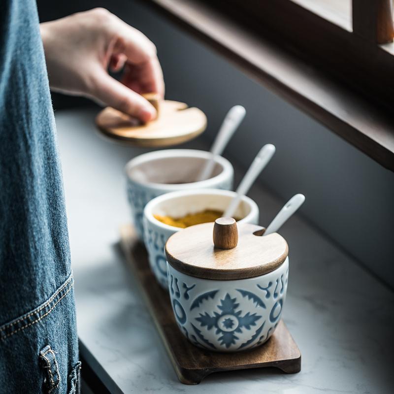 Ретро керамические банки для приправ Солонки и перечницы Кухонные принадлежности для специй Банки для специй Коробка для приправ Кухонные принадлежности