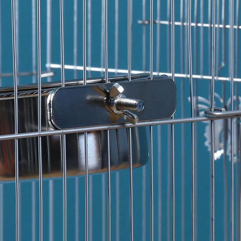 Подвесная миска-клетка для домашних птиц, не переворачивающаяся, из нержавеющей стали, для кормления, еды, питья, кормушка, миска с зажимом, поилка для воды, чашка для клетки