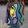 Abstract Face Pattern Sweatshirts Funny 3D Print Hoodies Women Long Sleeve Y2k Hoodie Oversized Pullovers Tops Female Clothing