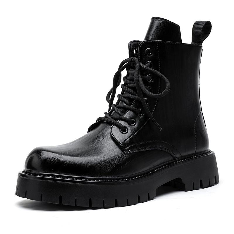 Internet Celebrity British Style Black Men'S Tooling Round Head Men'S Feet Martin Boots 3315-R