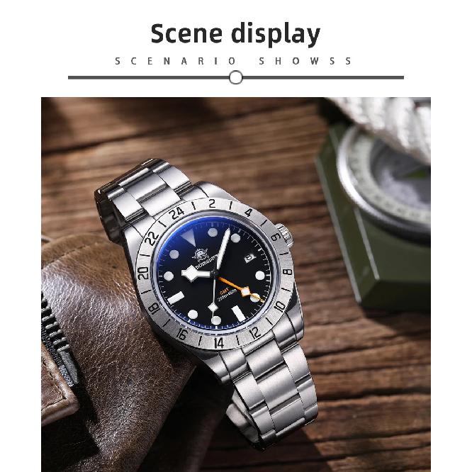 ADDIESDIVE Горячая Распродажа GMT Кварцевые Часы Нержавеющая Сталь Пузырчатое Стекло BGW9 Супер Люминесцентные Мужские Часы AD2035 НОВЫЕ Водонепроницаемые