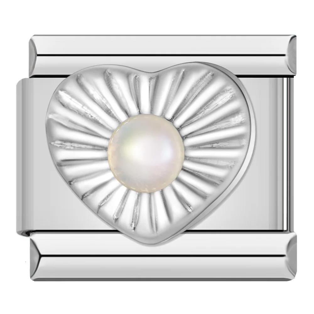 2023 Мода Сердце Эллиптический Прямоугольник CZ Шарм Итальянские Звенья Подходит Для Браслета 9 мм Из Нержавеющей Стали Изготовление Ювелирных Изделий DJ692