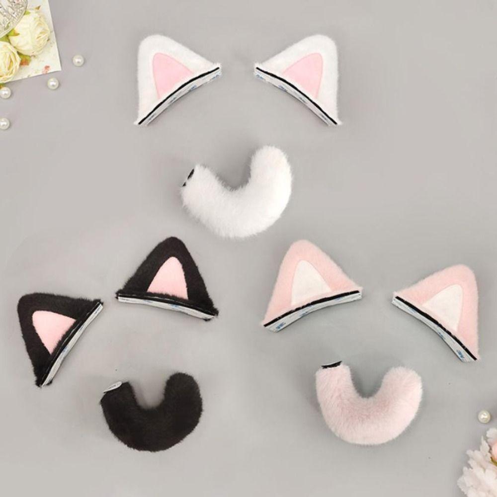 Reusable Helmet Cat Ear Decoration Removable Plush Helmet Accessory  Motorcycle Helmet