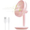 Table Fan - E.F.CONNECTION - Pink - Rechargeable Battery 2400 mAh - 4 Speeds - Silent