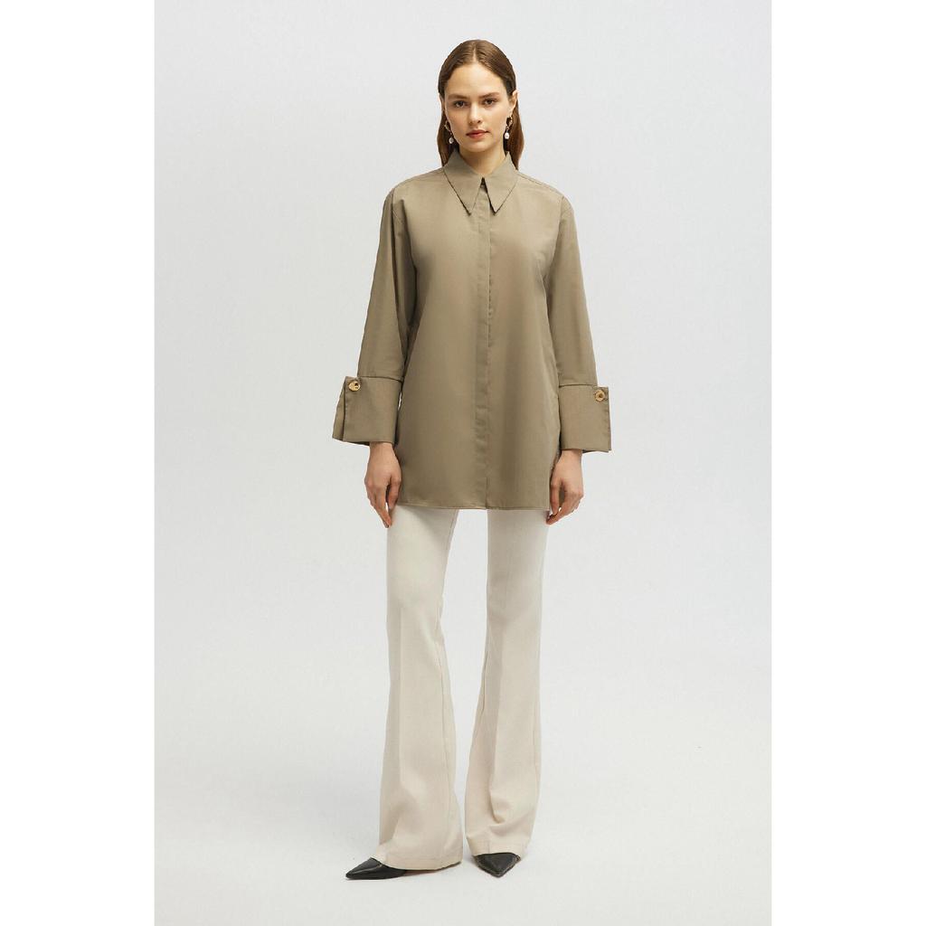 Wide Cuff Poplin Shirt