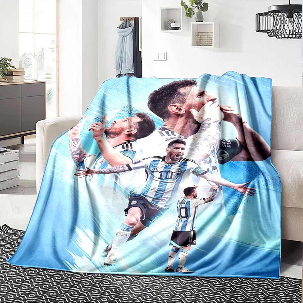 Football Messi Blanket Warmthful Decor Perfect for Office Chair Sofa Office for All Seasons Warmthful Decor Ideal Gift For Birthday Valentine'S Day