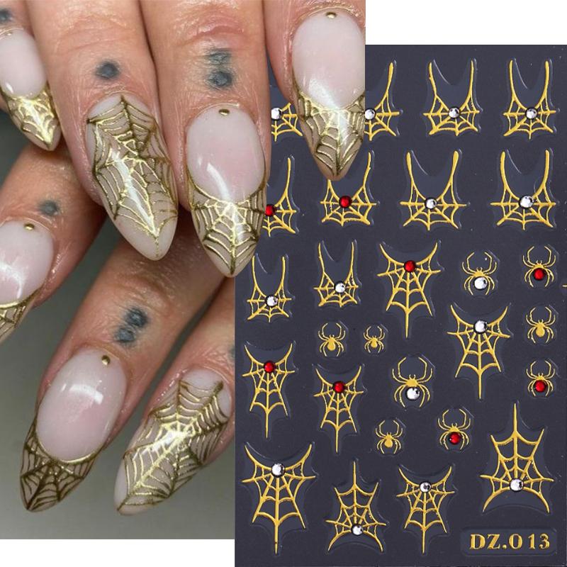 1/4 Pcs Halloween Nail Stickers Cute Spider Nail Slide Decals Nail Supplies Manicure Decoration