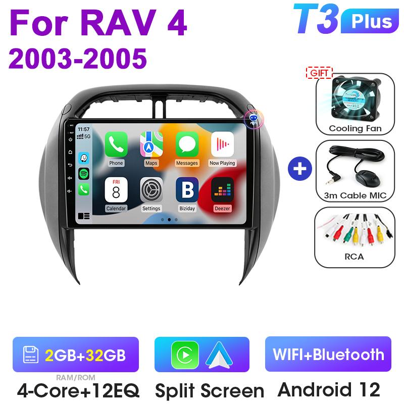 2 Din Android 12 автомобильное радио для Toyota RAV4 RAV 4 2003 -2005 мультимедийный видеоплеер GPS 4G Carplay Авто Стерео RDS DVD Головное устройство