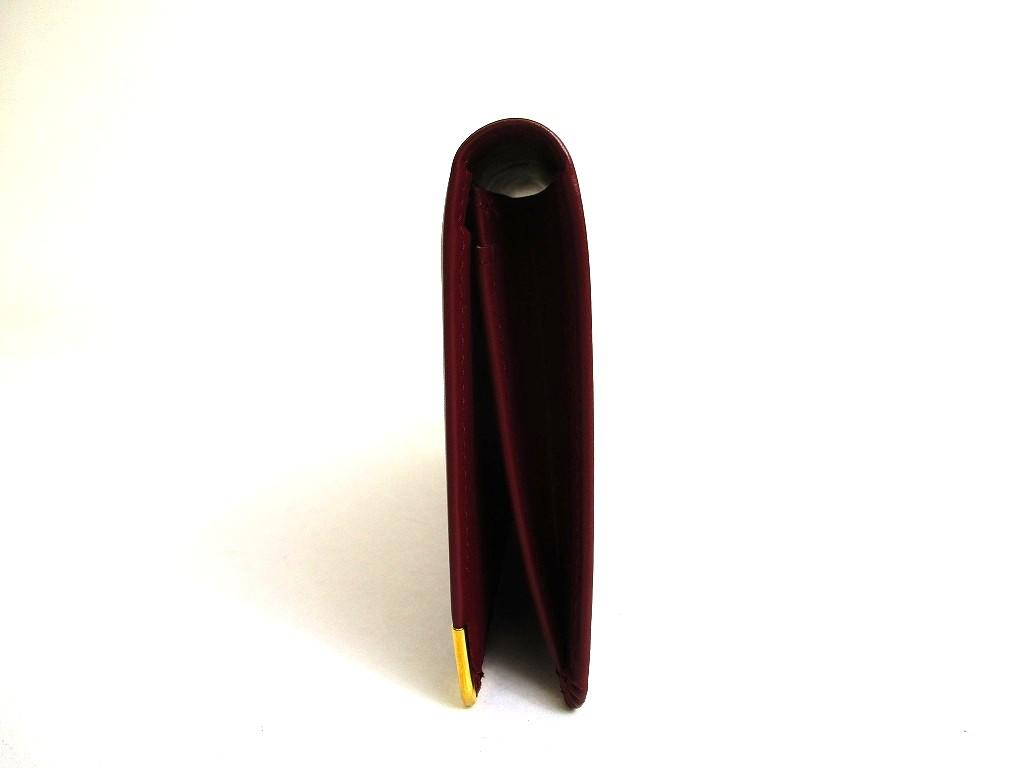 Оригинальный длинный кошелек-портмоне Cartier Must de Cartier из бордовой кожи с клапаном #b131 Открытая коробка
