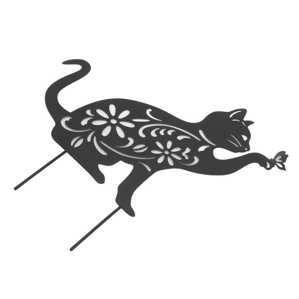 Статуэтка Черного Кота Милый Черный Кот Яркий Внешний Вид Полый Дизайн Прочный Металл Декор Черного Кота для Дома Сада Заднего Двора