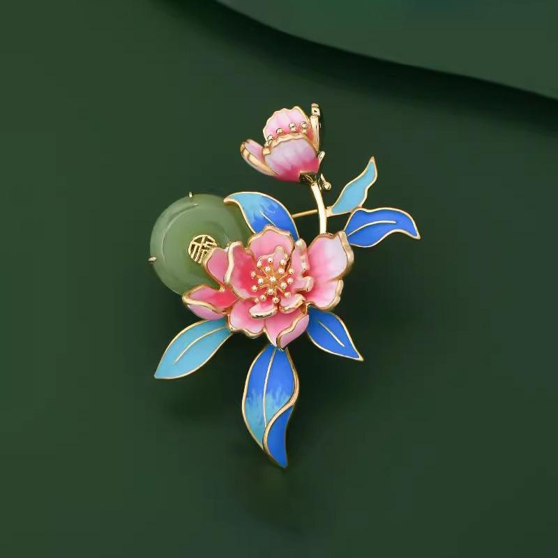 Chinese Style Enamel Color Peony Brooch High-End Female Personality Brooch Exquisite Cheongsam Hanfu Accessories Pin