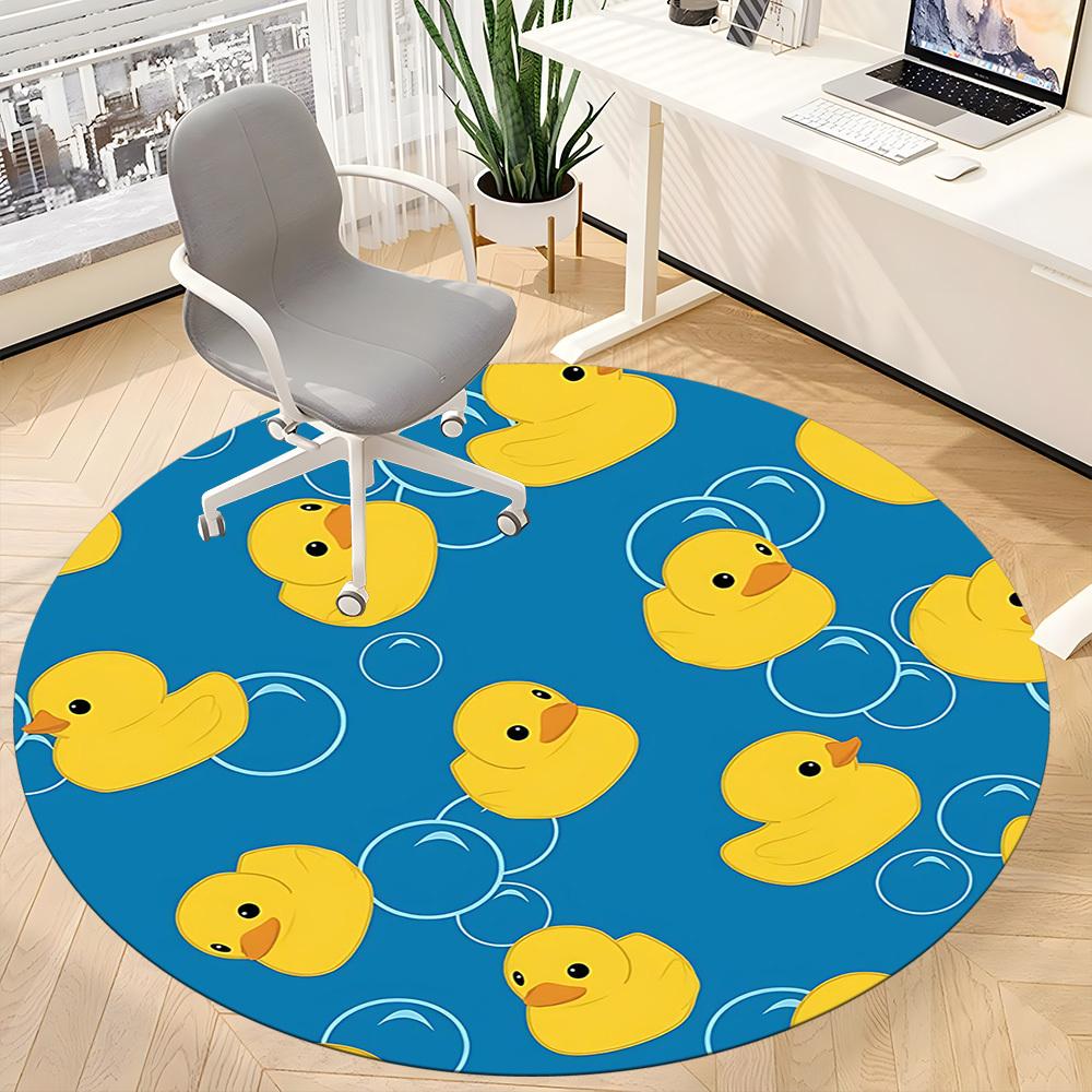 1 шт. Желтая Утка Пузыри Офисный Круглый Ковер, Коврик Подходит Для Офиса, Под Офисные Стулья Спальни Гостиной Домашнего Декора, Декор Комнаты