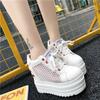 Fashion Breathable Mesh Chunky White Sneakers Women Summer Hollow Out Mesh Platform Sandals Woman Height Increased Casual Shoe