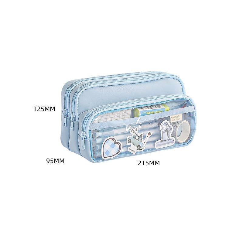 Шикарный однотонный пенал в Корейском стиле, простой прозрачный чехол для ручек, большая вместительная сумка-органайзер для канцелярских принадлежностей, школьные принадлежности