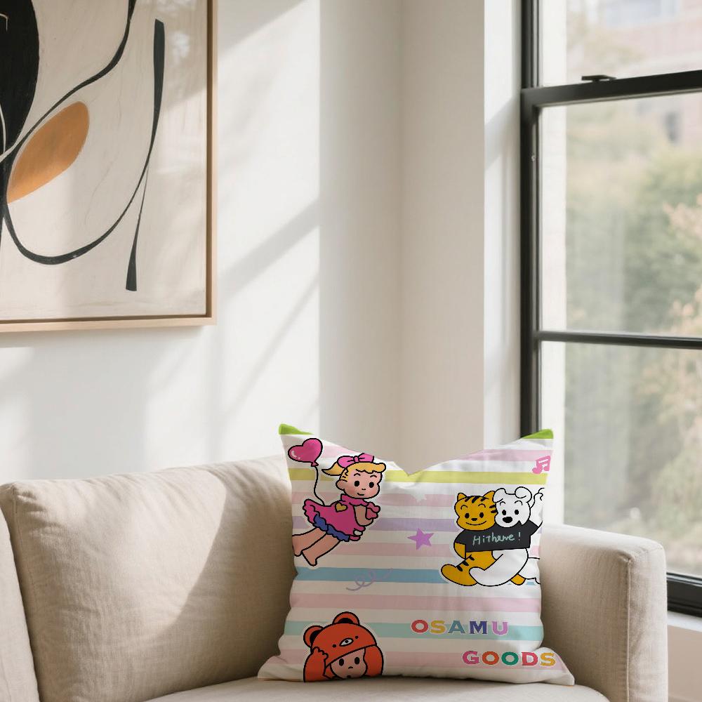 Harada Osamu Art Cute O-Osamu Goods For Sofa Car Office Cafe Soft And Comfortable Double-Sided Printing Pillow Cover