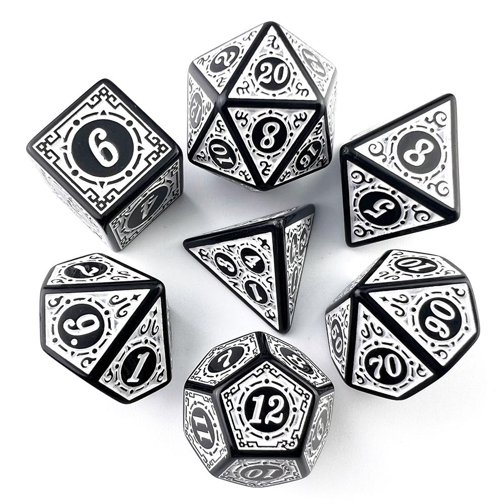 7 шт./набор RPG многогранные игральные кости ретро резной узор D4 D6 D8 D10 D12 D20 DND ролевые настольные игры