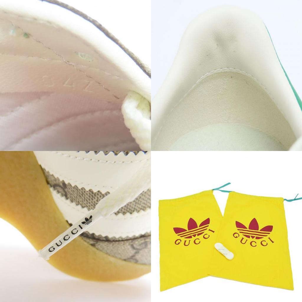 Used GUCCI sneakers Gajeel 725655 Adidas Collaboration 34 GG Supreme Canvas/leather beige green JP size around 8.7"