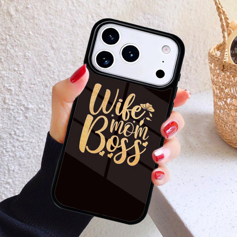 Мягкий чехол для телефона 'Жена Мама Начальница' для iPhone 17 Air 16 15 14 13 12 11 Pro Max Plus