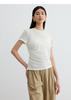 Versatile shoulder slimming Tencel round neck short sleeved T-shirt