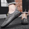 Модная мужская дышащая уличная обувь на плоской подошве, дизайнерская обувь, модная обувь из сетчатой ткани с полым узором, нескользящая, удобная, легкая, с мягкой подошвой