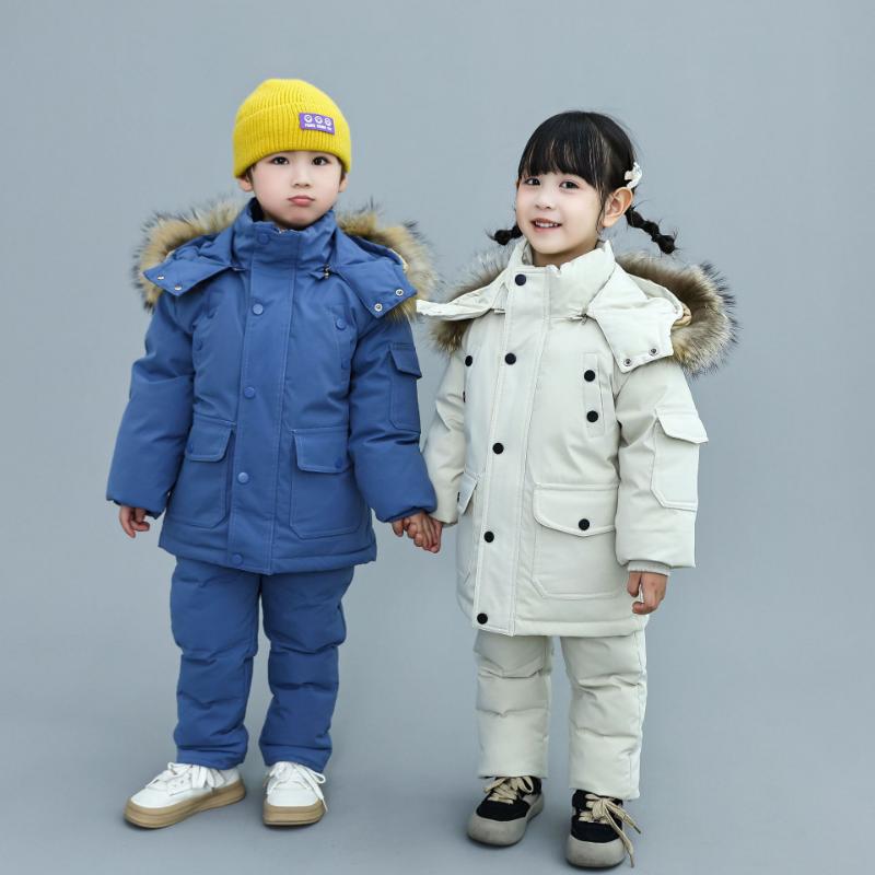 Winter Baby Down Jackets for Boys, Small and Medium-sized Children, Two-piece Suits for Girls, Overalls and Jumpsuits