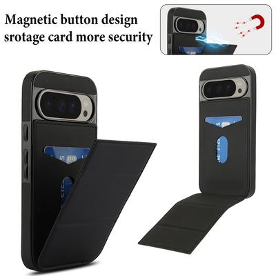 Solid Color Leather Flip Stand Phone Case For Google Pixel 9 Pro XL 8 Pro 8A Soft Silicone Shockproof Card Slot Back Cover