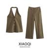 Fashion Style 2024 Autumn New Arrival Women's Commute Style Hanging Collar Pure Linen Suit Vest 06010854500