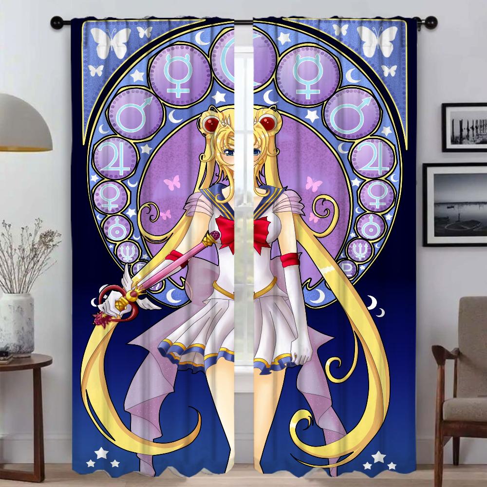 Шторы от комаров для гостиной Шторы Sailormoon Home Interior Шторы 2 шт Хэллоуин украшения Тюль для спальни