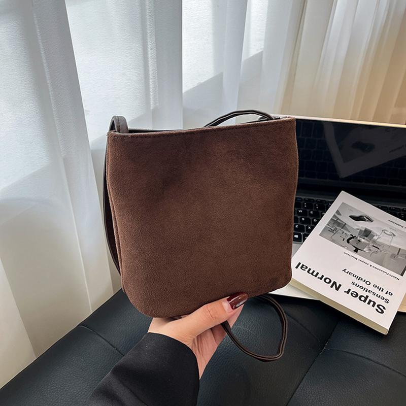 Ретро замшевая сумка-хобо, милые наплечные сумки, лаконичные женские сумки с прострочкой, высококачественная универсальная маленькая квадратная сумка