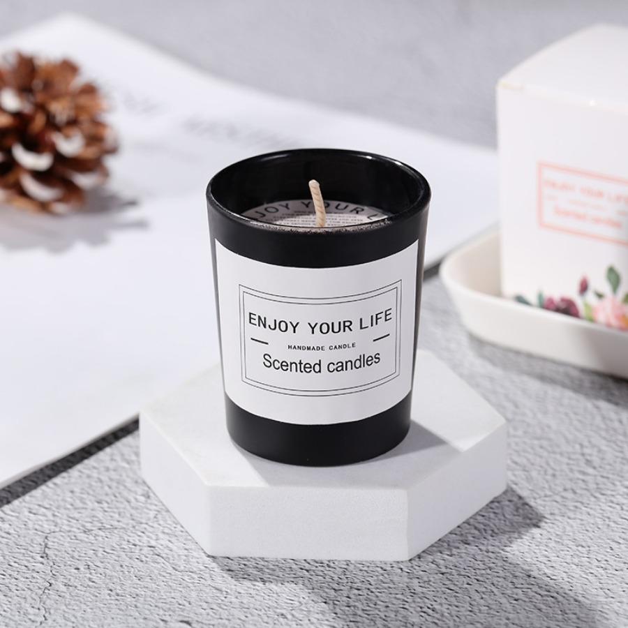 1pc Fragrant Candle Creative Nordic Glass Cup Soy Wax Smokeless Aromatherapy Candle for Home, Wedding, Festival Party Candles