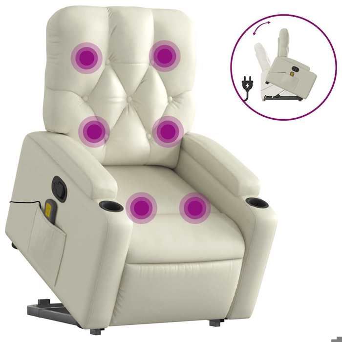 VidaXL Fauteuil inclinable de massage Crème Similicuir 3204780