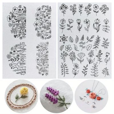 Yousheng 2 листа водорастворимого стабилизатора для вышивки DIY Stick Stitch бумага для вышивки с предварительно напечатанными цветами, листьями, животными, узорами, подарок для влюбленных