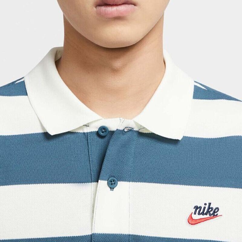 Nike Round Neck Pullover Stripe Casual Short Sleeve Polo Shirt Blue Men's DJ0330-058