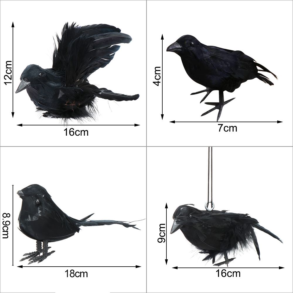 Model Party Event Supplies Artificial Crows Halloween Ornament Lifelike Black Bird Feathered Raven