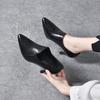 Women's Shoes Early Spring New Fashion Pointed Deep Mouth Small Single Shoes Black First Layer Cowhide Black Thin High Heels