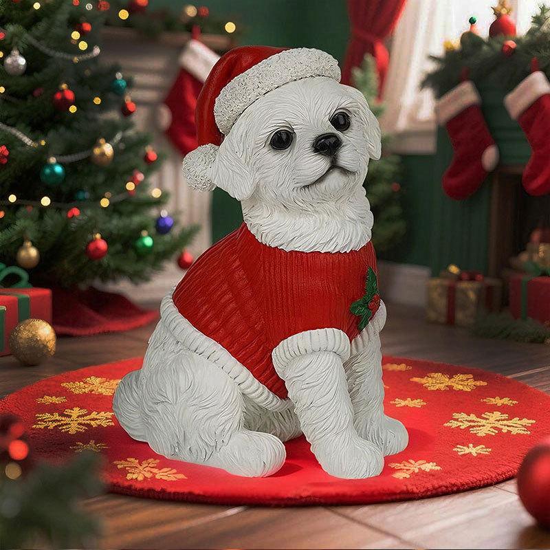 Dog Christmas Statues For Decoration Resin Sculptures Christmas Ornaments Living Room Table Desk Decorative Home Decor Drop Ship