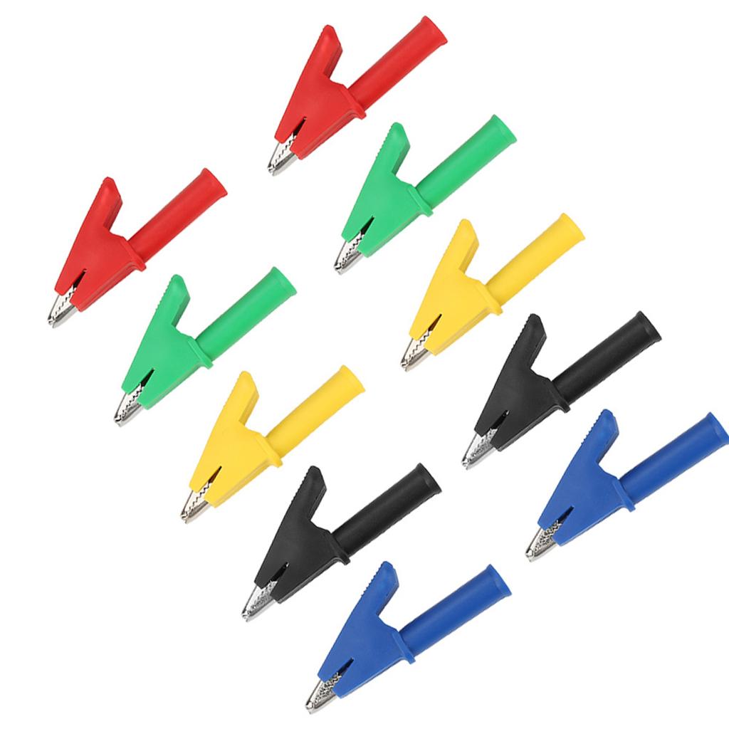 10pcs Set P2002 20A 5 Colors 4mm Banana Jack Crocodile Safety Test Clip For Multimeter 380V