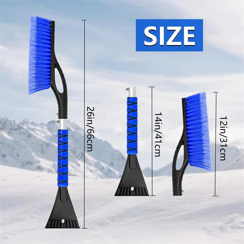 1Pc 2 In 1 Removable Car Ice Scraper with Ergonomic Foam Handle, Winter Snow Brush Scratch-Free Snow Removal Tool
