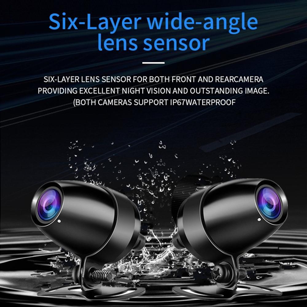 HD WiFi GPS Motorcycle Dashcam, Dual-Channel Front and Rear Cameras, Black Box Video Recorder for Motorbike Riding