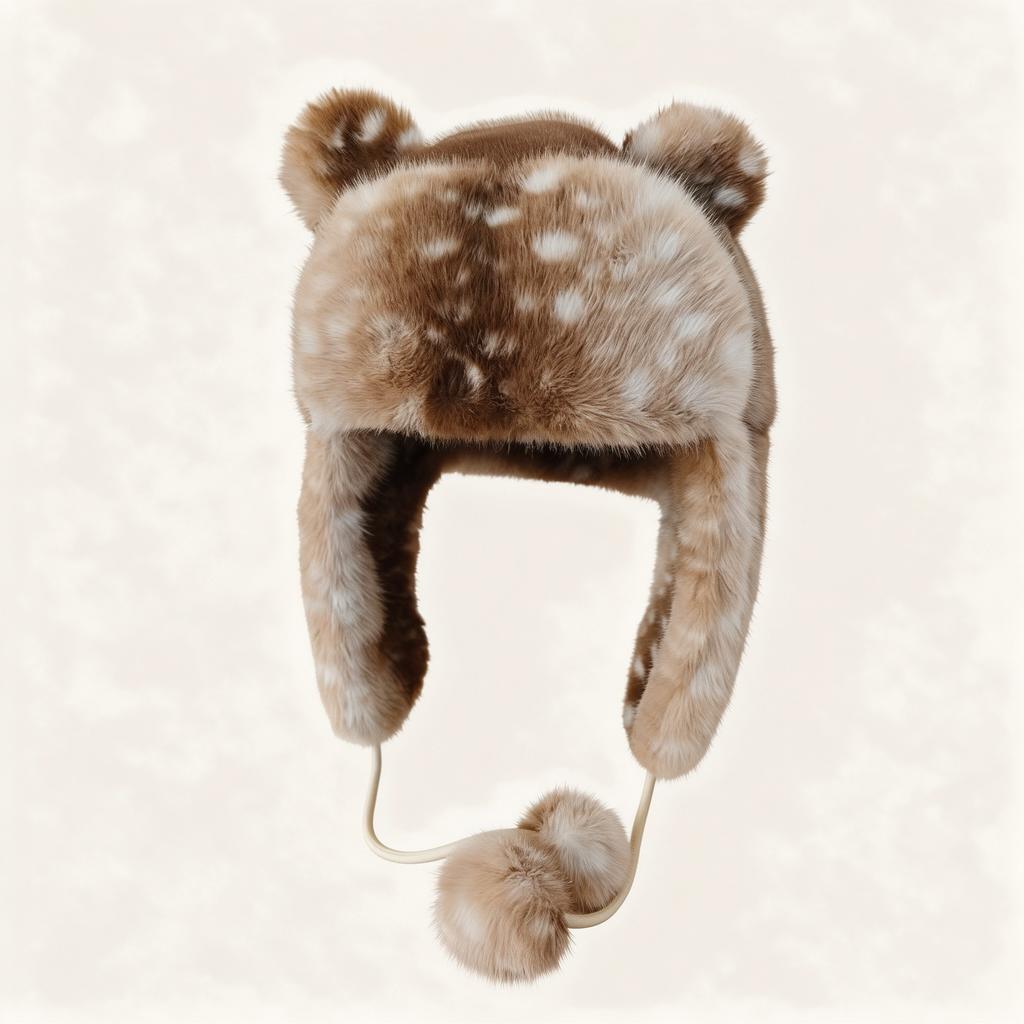 Bear Ear Spotted Lei Feng Hat Women's Winter Mink Fleece Thickened Ear Protectors Cotton Windproof Northeast Cotton Hat