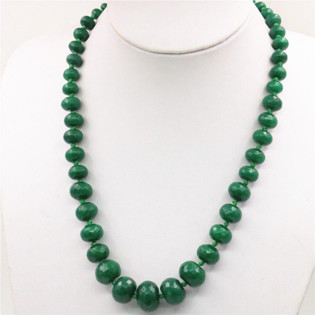 2023 8-20mm Natural Dark Green Jade Chalcedony Beads Necklace Faceted Women Girl Stone DIY Fashion Jewelry Making Design Christmas Gifts