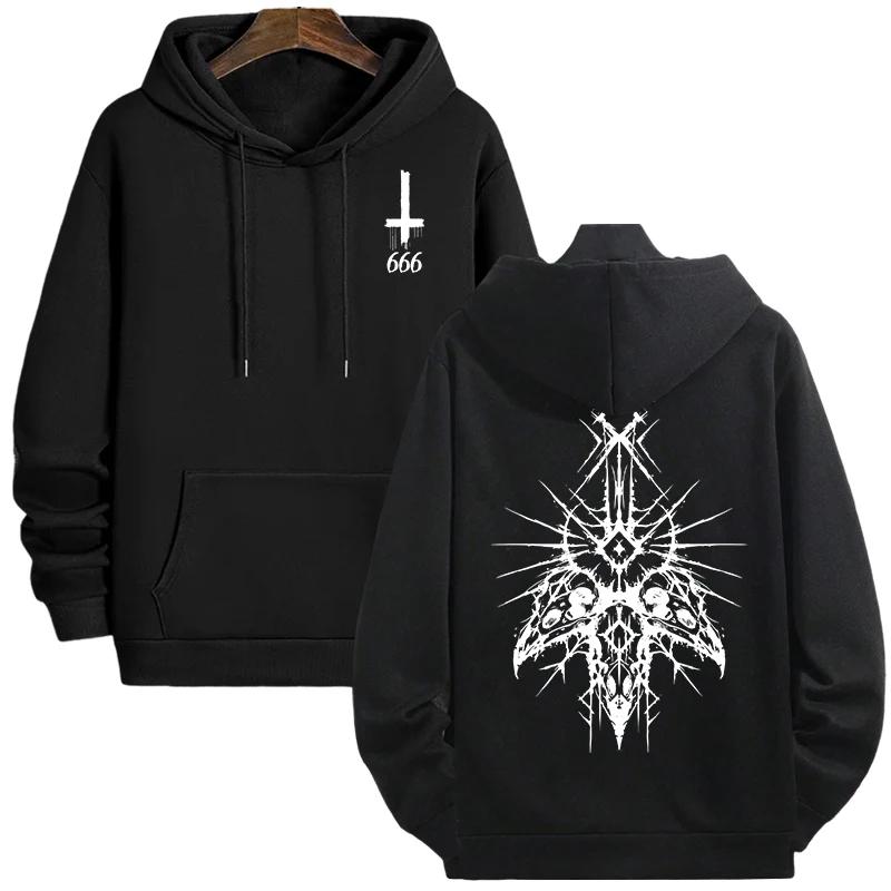 New autumn and winter fashion men's casual jacket 666 Cross Special Devil theme print men's hoodie outdoor sweatshirt