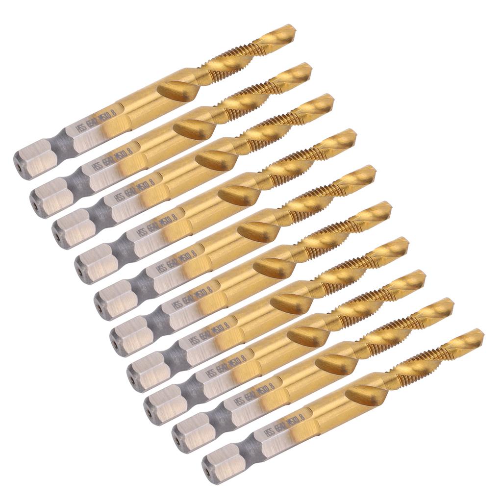 10 шт. Метчики Сверла HSS 6.1 Шестигранный Квадратный Хвостовик Ti Покрытие Композитные M5 Метизы Ручные Инструменты