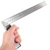 LEDMOMO Stainless Steel Right Angle Ruler for Carpentry, Right Angle, Multi-Purpose Square, Straight Ruler, Metal Square Ruler, Silver, Curved Ruler,