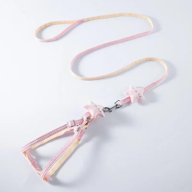Комплект поводка и ошейника для собаки, милый шлейка для котенка, морской звезды, полосатый хлопковый поводок, 4 цвета для маленьких собак, поводки, аксессуары для кошек