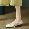 2024 Spring and Summer Retro Style Bow Tie Mary Janes Women's Shoes Round Toe Thick Heel Temperament Versatile Shallow Mouth