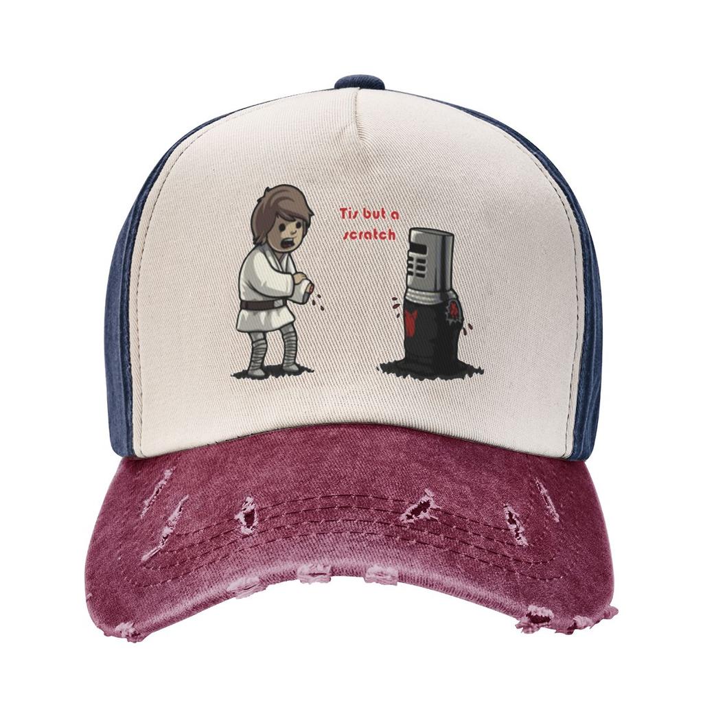 The Black Night And Luke Tis But A Scratch Outfit Baseball Caps Monty Python Distressed Washed Caps Hat Vintage