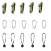 15Pcs / Set (5 зажимов для палатки + 5 соединительных веревок + 5 карабинов) Зажимы для палаток, Зажимы для уличных навесов, Фиксирующие пластиковые зажимы, Пластиковые аксессуары, Усиленные Т-образные зажимы