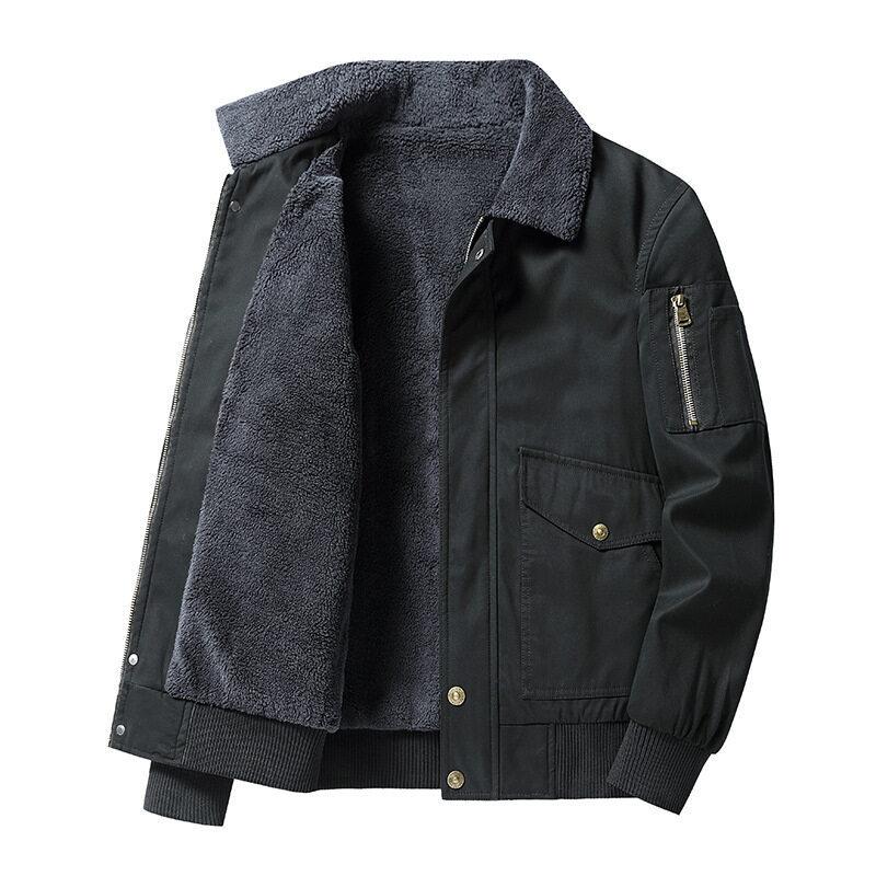 Куртка мужская зимняя куртка с флисом утолщенная повседневная теплая мужская зимняя куртка для папы на весну и осень для людей среднего возраста