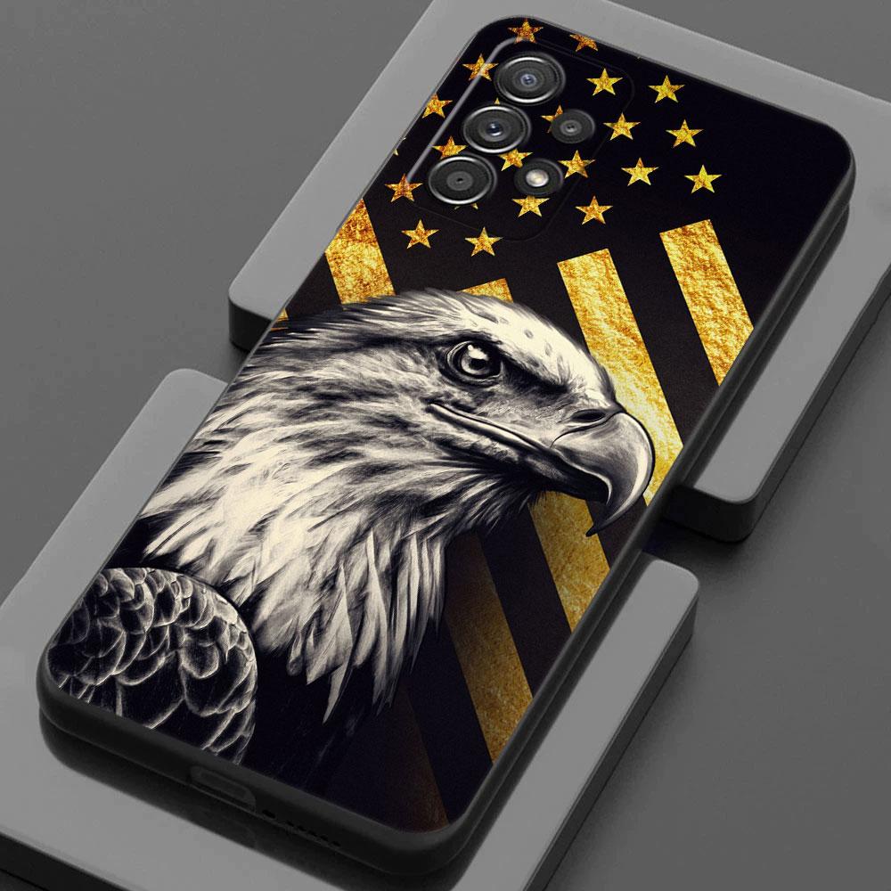 For Samsung Galaxy A55 Case A54 A52S A53 A51 A34 A35 A33 A32 A50 A72 A71 A30 A7 A9 2018 Cases Soft Cover American USA Flag Eagle